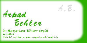 arpad behler business card